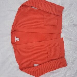 Sincerely Jules Women's Orange Cardigan Sweater with Pockets medium!